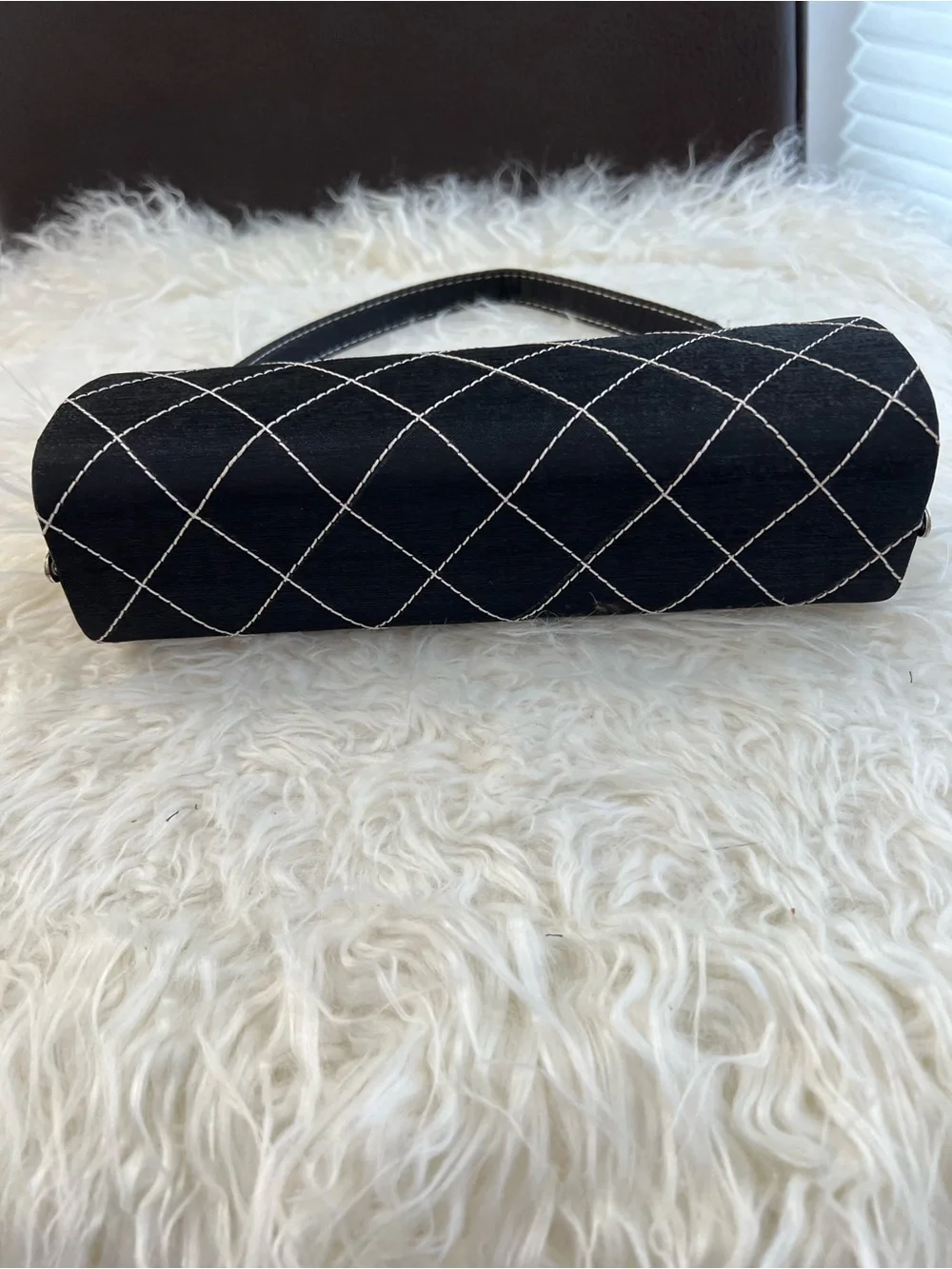 Black Quilted Top-Handle Evening Bag